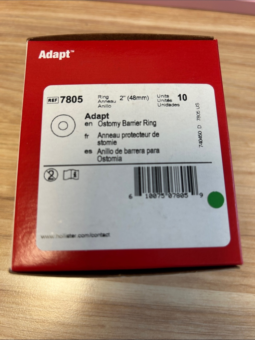 Hollister Adapt Ostomy Barrier Ring Box of 10 7805 2”